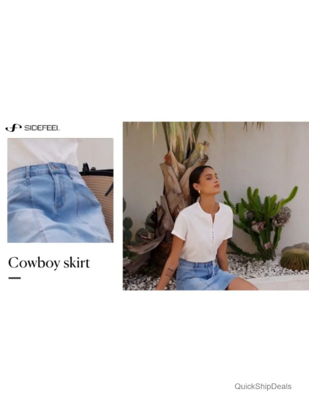 High Waisted Stretch Mini Denim Skirt with Pockets
